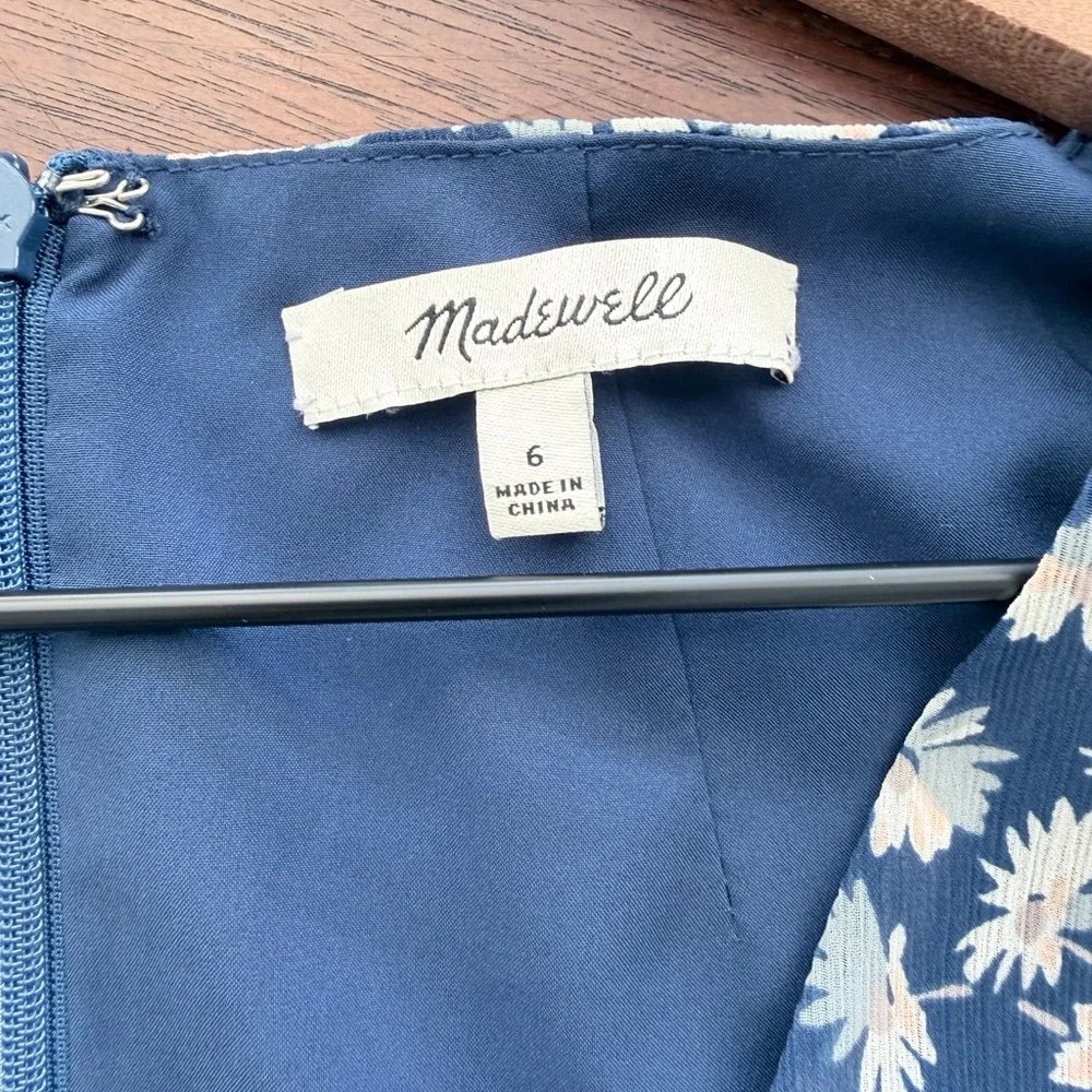 Madewell blue Faux Wrap French Floral Midi Dress 6 - Picture 4 of 7